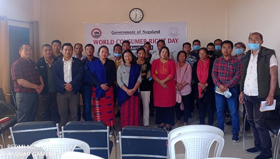 The Changtongya Multi Purpose Co-Operative Society Ltd in collaboration with Department of Legal Metrology & Consumer Protection, Kohima observed World Consumer Right Day at GA Rest House Changtongya town on March 15. MoakumzukTzudir SDO (C) Changtongya was the theme speaker. The programme was chaired by YN Alem Secretary MPCS Ltd Changtongya, who also delivered the welcome speech.  Vote of thanks was delivered by O Purlemba Chairman MPCS Ltd Changtongya. (DIPR Photo)